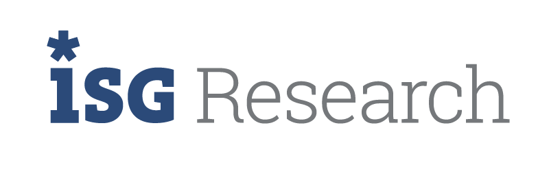 ISG Research logo with "ISG" in blue bold text and "Research" in gray, featuring a star-like asterisk above the "I", representing innovation in monetization solutions.